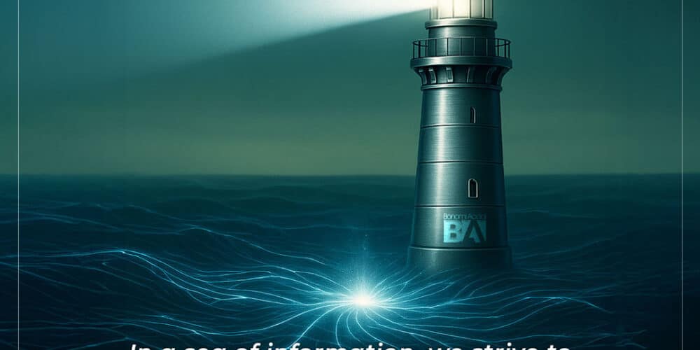 Bonomi Acciai, depicted as a safe harbor, symbolizes the daily commitment to privacy protection and data security. In a sea of information, responsible management and a culture of confidentiality reduce risks, building a more secure future and protecting the trust that unites us.