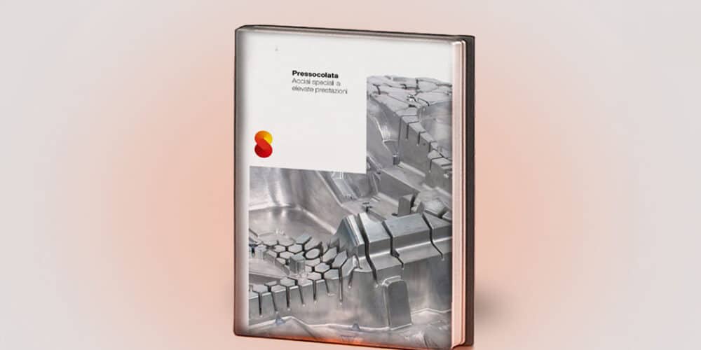 Cover of the Bonomi Acciai Die Casting Catalog: special steels for high-performance steel molds, Thermodur 2343, 2344, 2367, E38K, E40K, 2999, compliant with NADCA and AIM.