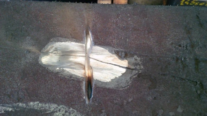 Example of surface defects on a forged steel block