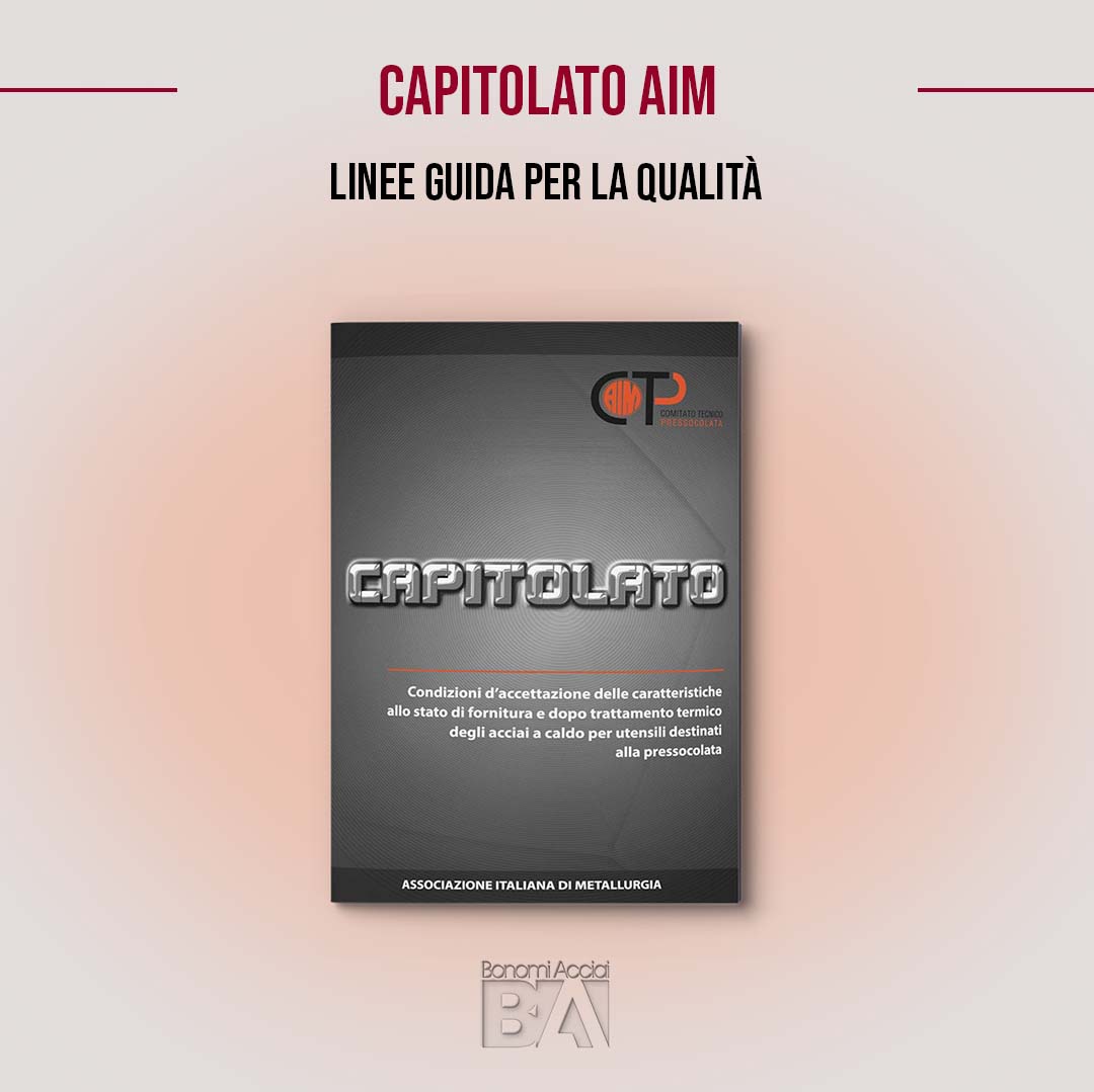 Cover of the AIM Specification (Italian Association for Metallurgy), the official guidelines for quality and toughness tests on die casting steels.