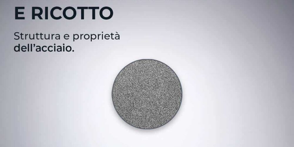 Grafica informativa Bonomi Acciai dedicata allo stato normalizzato e ricotto dell’acciaio. Il visual presenta il titolo “Stato normalizzato e ricotto” con focus su struttura e proprietà dell’acciaio, accompagnato da una rappresentazione della microstruttura metallica e da icone relative a certificati, analisi chimiche, prove e test, microstruttura e controlli avanzati.